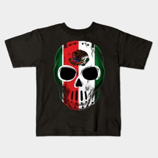 Mexican Flag Horror Hockey Mask - Scary Mexican Hockey Mask Kids T-Shirt